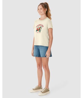 Camiseta Feminina Strawberry Healthy & Fresh Em Algodão