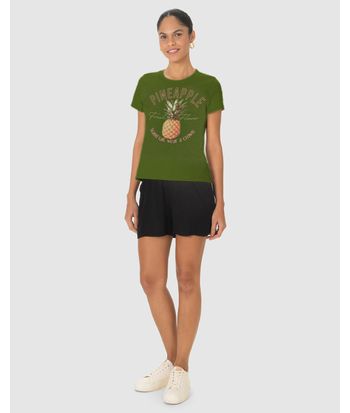Camiseta Feminina Pineapple Fresh Flavor Stand Tall Wear a Crown Em Algodão