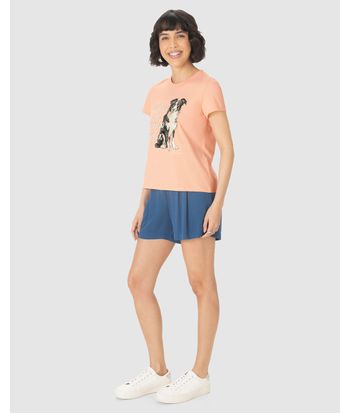 Camiseta Feminina Manga Curta Amor Em Quatro Patas Em Algodão