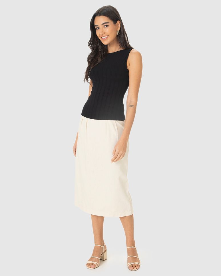 Regata Justa Feminina Decote Canoa Em Malha Viscose Canelada