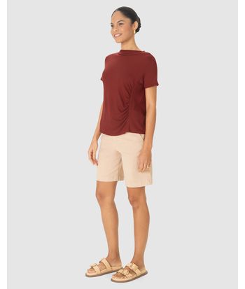 Blusa Reta Feminina Franzido Lateral Em Moletinho De Viscose