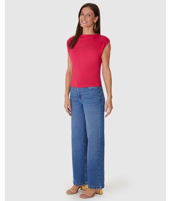 Blusa Justa Feminina Decote Redondo Sem Manga Em Viscose Stretch