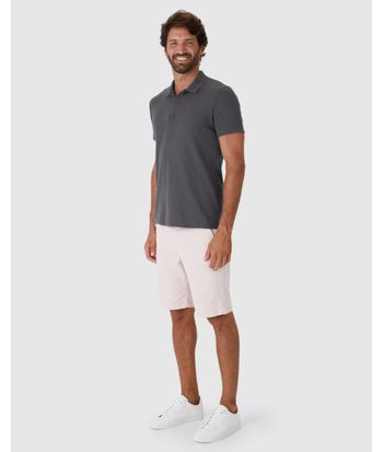 Camisa Polo Masculina Regular Bordado Peitoral Em Malha Texturizada