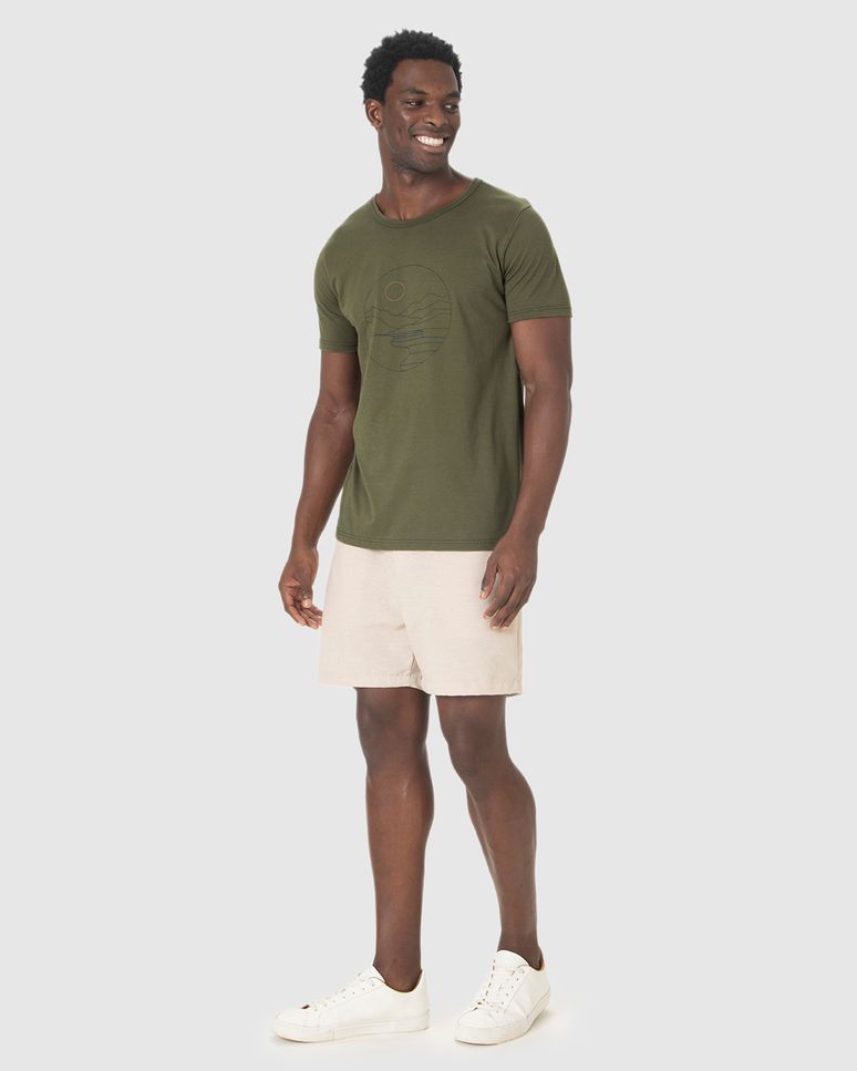 Camiseta Masculina Estampa Frontal Manga Curta Em Algodão