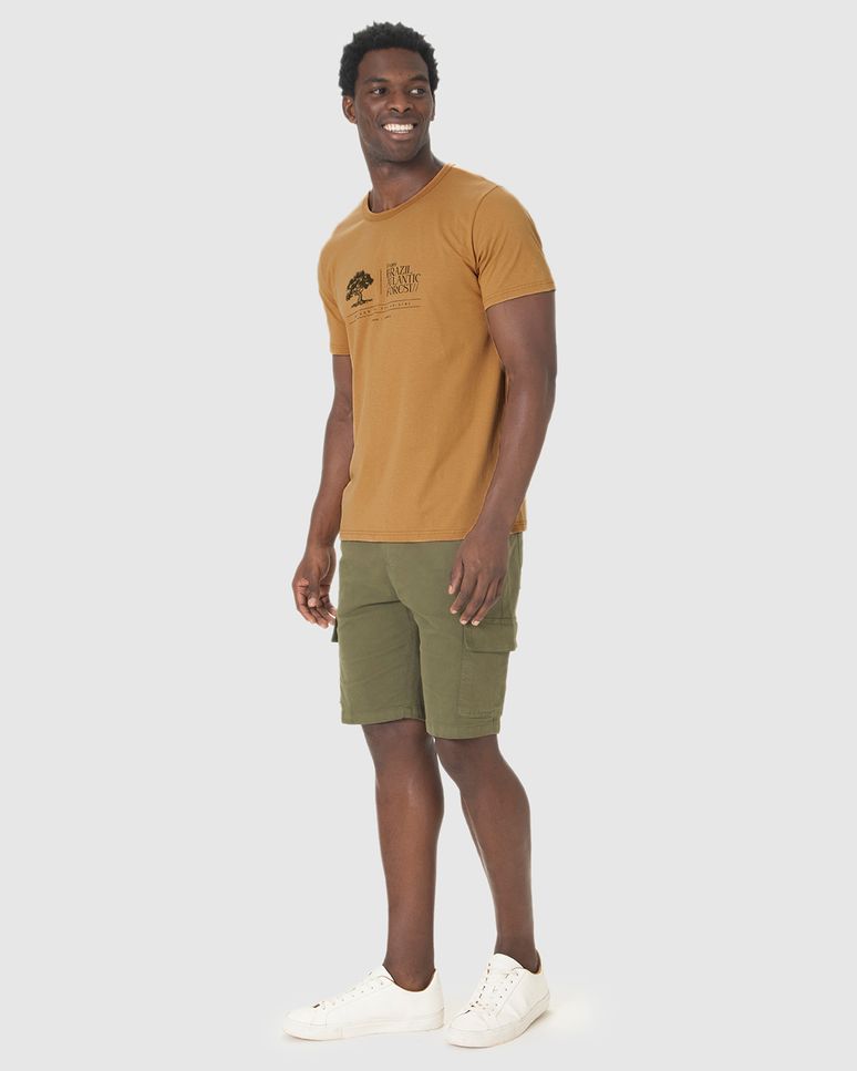 Camiseta Masculina Estampa Frontal Manga Curta Em Algodão