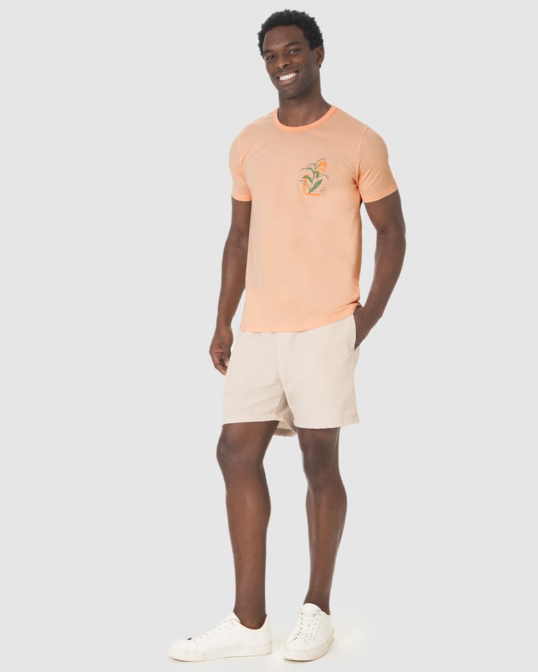 Camiseta Masculina Estampa Frontal Manga Curta Em Algodão