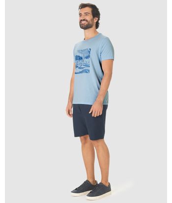 Camiseta Masculina Estampa Ilustrativa Coastline Em Algodão