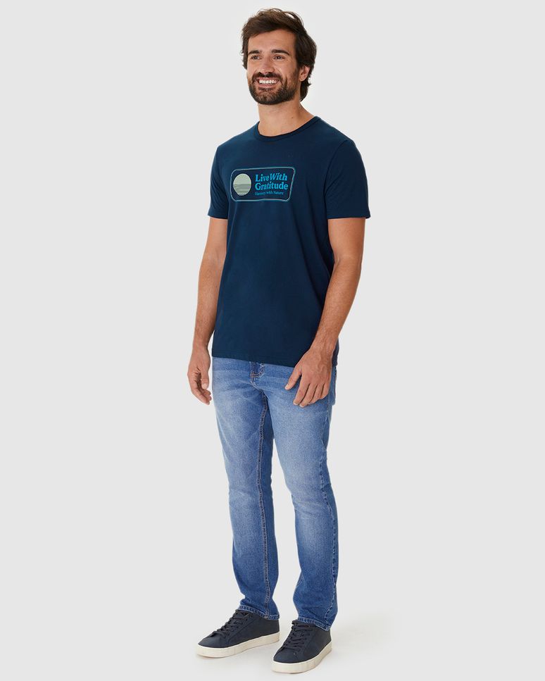 Camiseta Masculina Decote Redondo Live With Gratitude Em Algodão