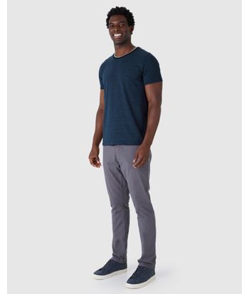 Camiseta Masculina Slim Gola Redonda Contraste Em Malha Listrada Eco