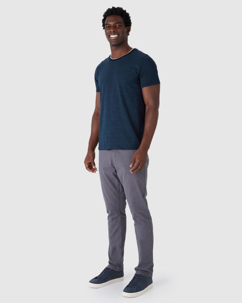 Camiseta Masculina Slim Gola Redonda Contraste Em Malha Listrada Eco