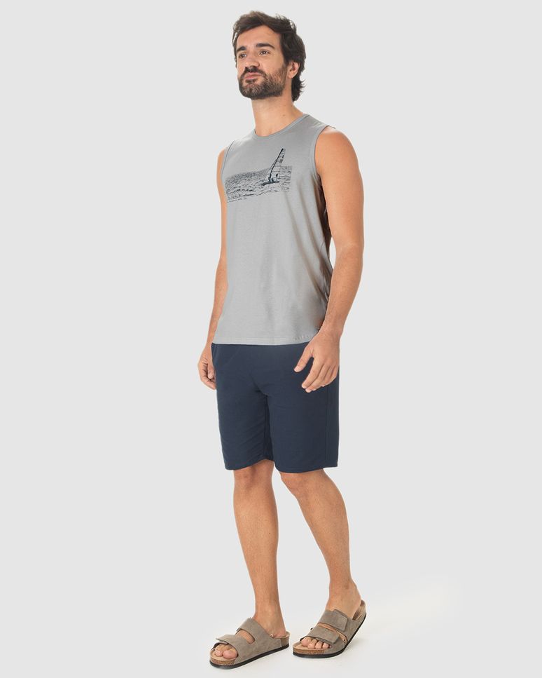 Regata Masculina Regular Estampa Frontal Em Algodão