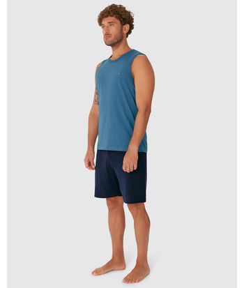 Pijama Curto Masculino Regata Alça Larga E Shorts Em Algodão