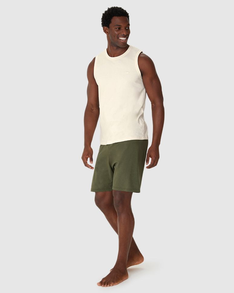 Pijama Curto Masculino Regata Alça Larga E Shorts Em Algodão