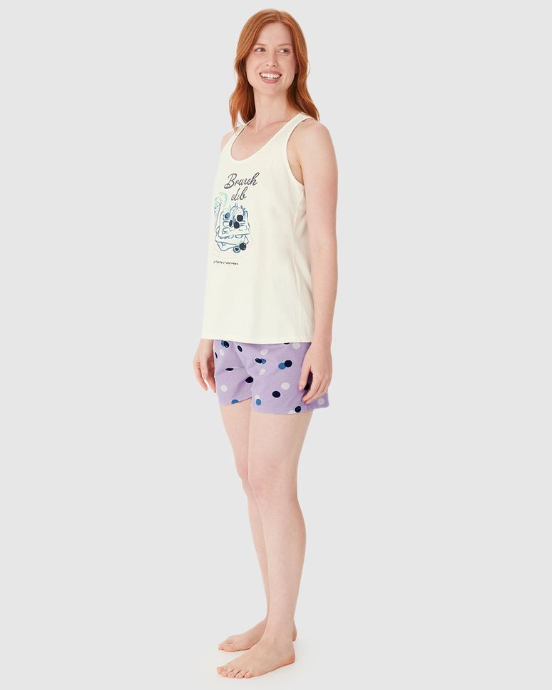 Pijama Curto Feminino Brunch Club A Taste Of Happiness Em Algodão