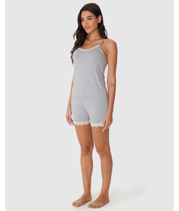Pijama Curto Feminino Detalhe Renda Em Viscose Stretch