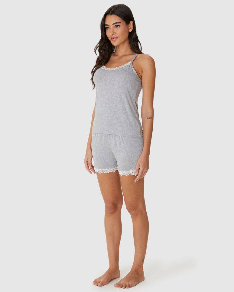 Pijama Curto Feminino Detalhe Renda Em Viscose Stretch