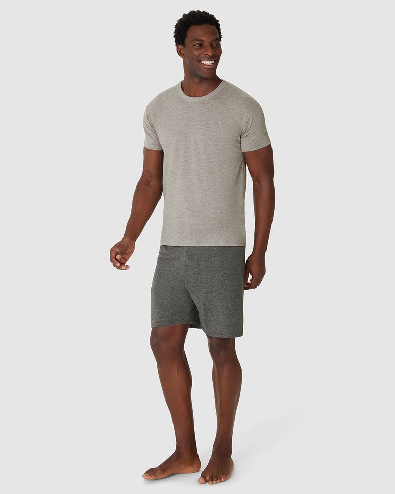 Pijama Curto Masculino Camiseta Bordado Peitoral Em Algodão