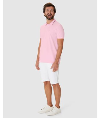 Camisa Polo Masculina Regular Gola Retilínea Em Piquet Stretch