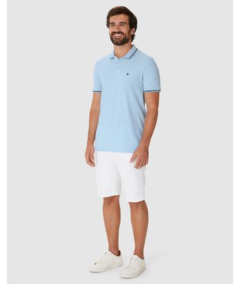 Camisa Polo Masculina Regular Gola Retilínea Em Piquet Stretch