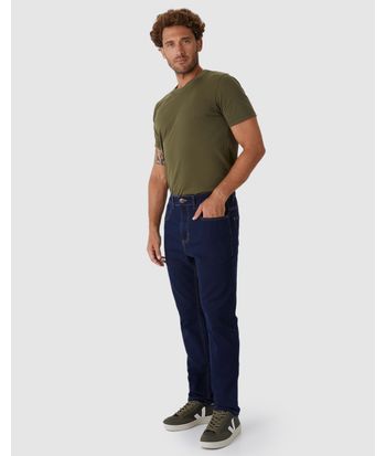 Calça Slim Masculina Cintura Média Bolso Funcional Em Jeans Stretch
