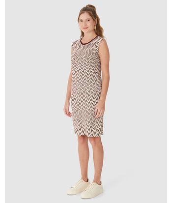 Vestido Feminino Estampado Decote U Retilínea Em Malha Viscolinho Stretch