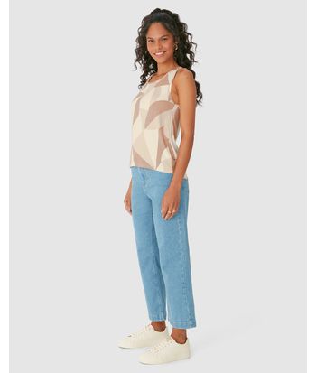 Regata Feminina Reta Estampada Em Viscose Stretch