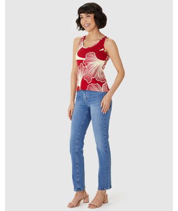 Regata Feminina Estampada Decote U Em Viscose Stretch