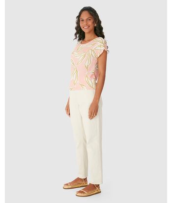 Blusa Feminina Estampada Decote Redondo Manga Curta Em Viscose Stretch