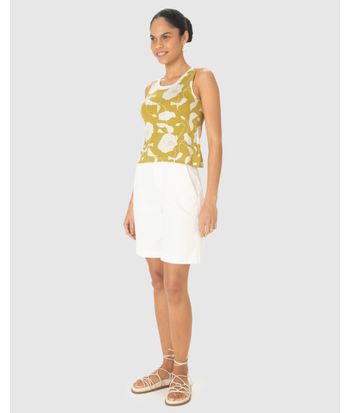 Regata Feminina Estampada Decote U Retilínea Em Malha Viscolinho Stretch
