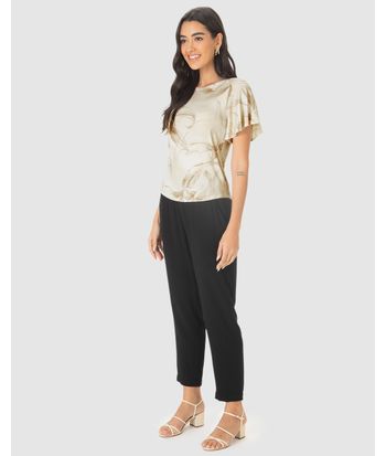 Blusa Ampla Feminina Estampa Folhagem Em Malha Viscolinho Stretch