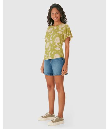 Blusa Ampla Feminina Estampa Floral Em Malha Viscolinho Stretch