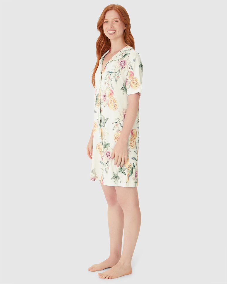 Camisola Americana Feminina Estampada Abotoamento Frontal Em Viscose Stretch
