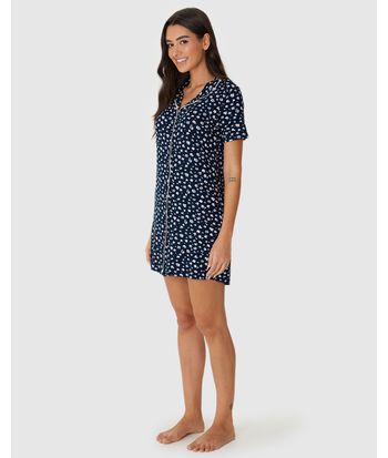 Camisola Americana Feminina Estampada Abotoamento Frontal Em Viscose Stretch