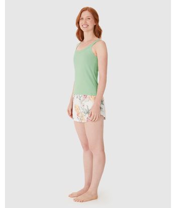 Pijama Curto Feminino Shorts Runner Estampado Em Viscose Stretch