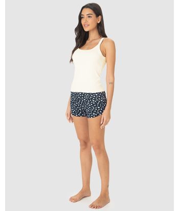 Pijama Curto Feminino Shorts Runner Estampado Em Viscose Stretch