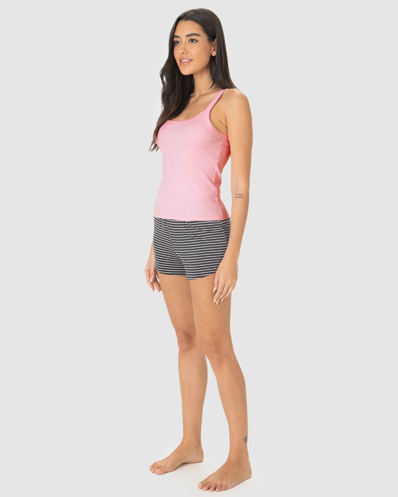 Pijama Curto Feminino Shorts Runner Estampado Em Viscose Stretch