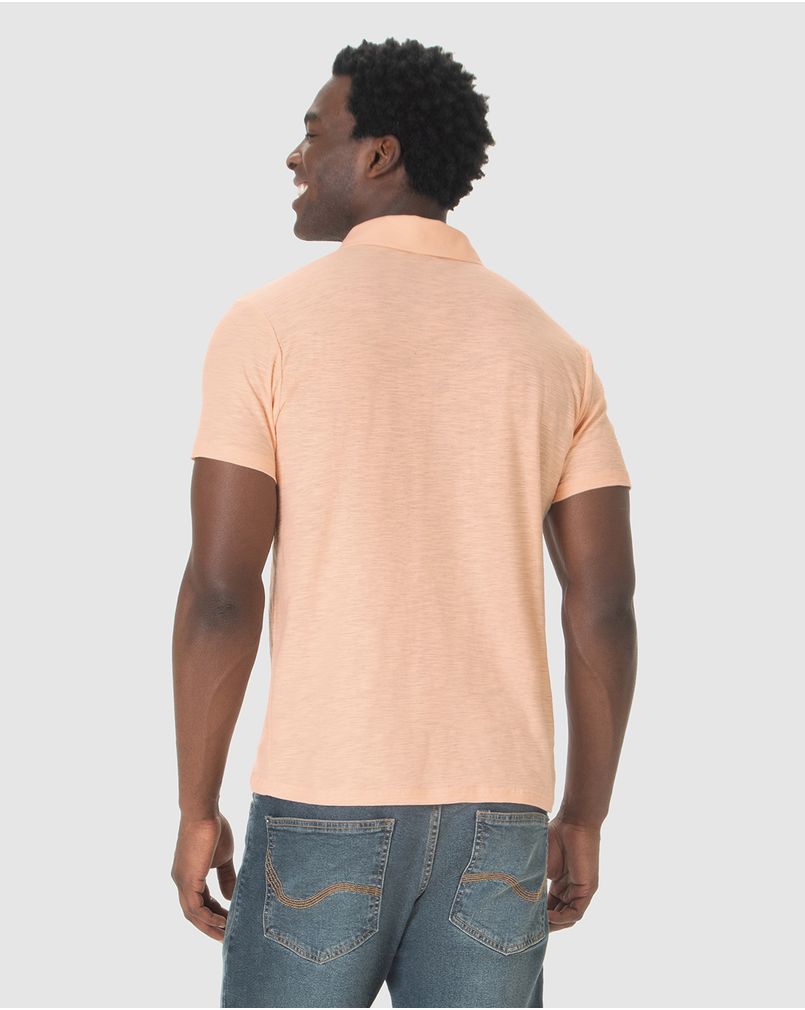 Camisa Polo Masculina Bolso Funcional Em Malha Rajada LARANJA - Malwee
