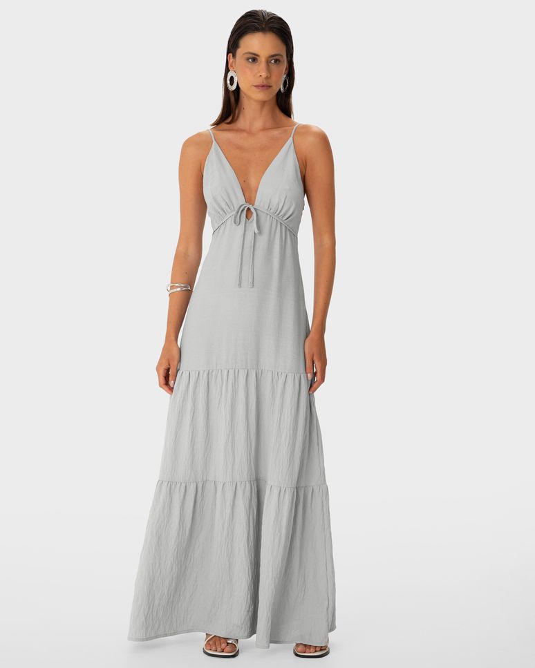 Vestido Longo Feminino Marias Busto Com Amarração Em Viscose - ENFIM