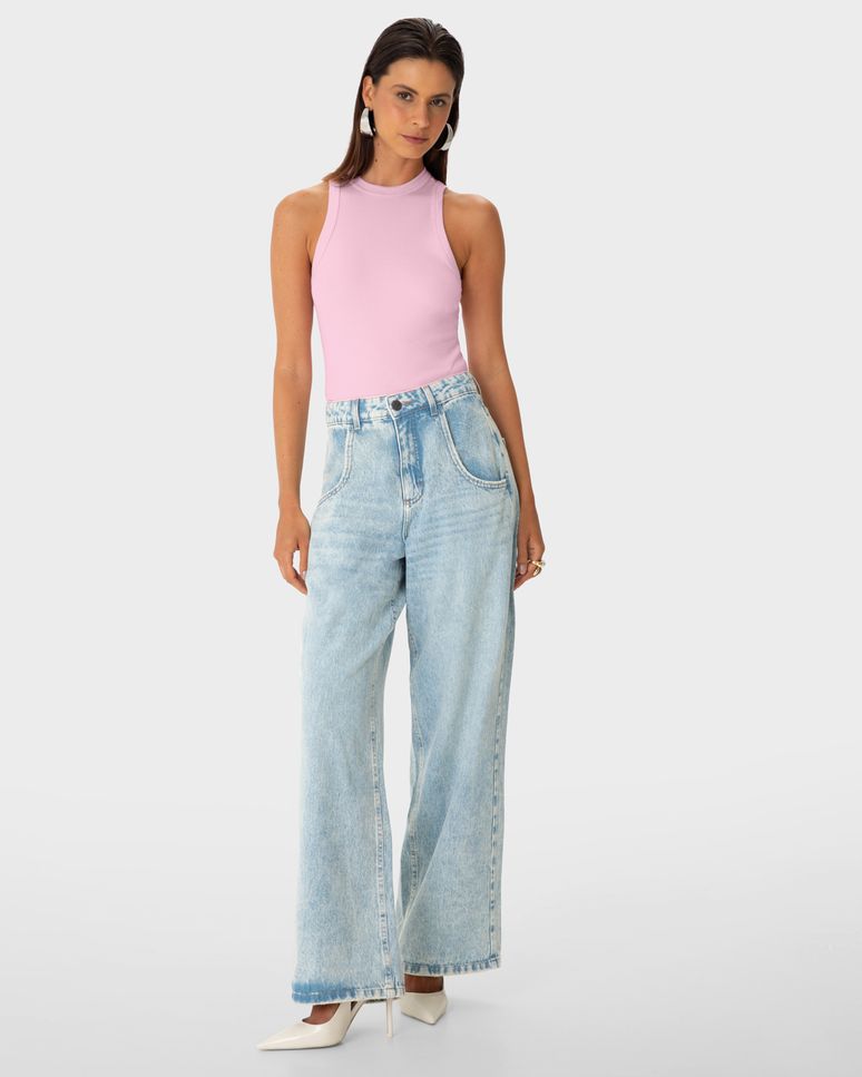 Regata Feminina Decote Halter Neck Em Ribana - ENFIM