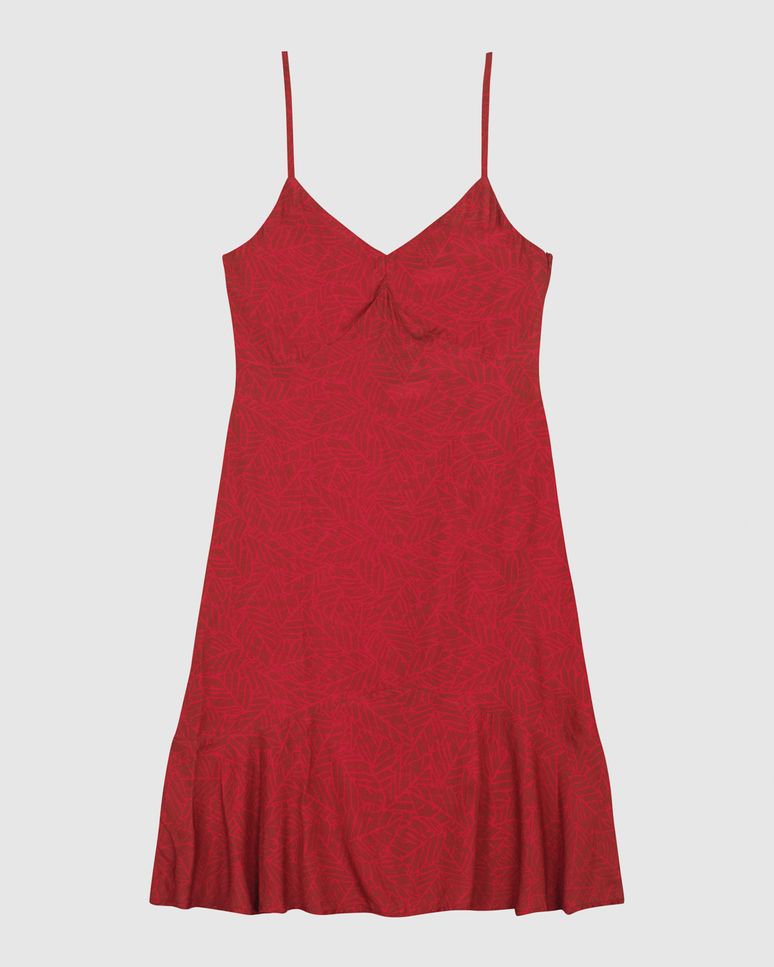 Vestido Feminino Evasê Decote V Alça Fina Em Viscose - ENFIM