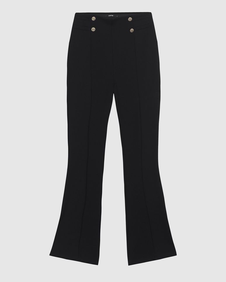 Calça Feminina Bootcut Cintura Alta Em Malha Interlock - ENFIM