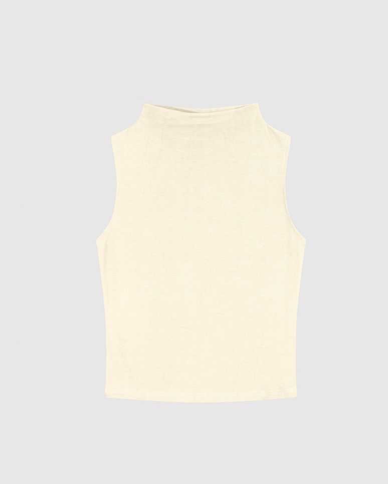 Regata Justa Feminina Gola Alta Sem Manga Em Malha Viscose Stretch - ENFIM