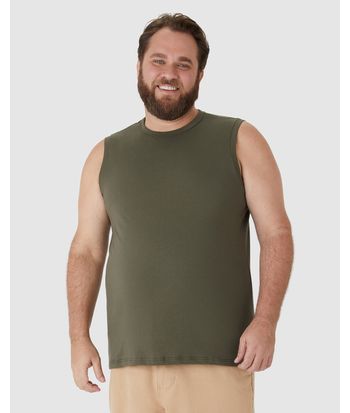 Regata Básica Masculina Plus Size Cava Ajustada Em Algodão