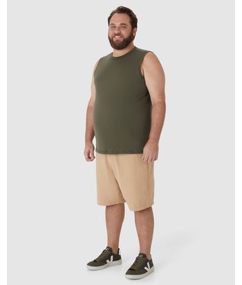 Regata Básica Masculina Plus Size Cava Ajustada Em Algodão
