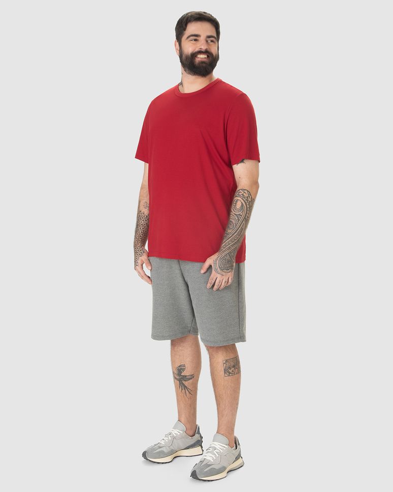 Camiseta Básica Masculina Plus Size Decote Redondo Em Algodão