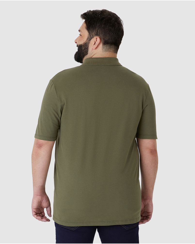 Camisa Polo Básica Masculina Plus Size Em Piquet Stretch VERDE