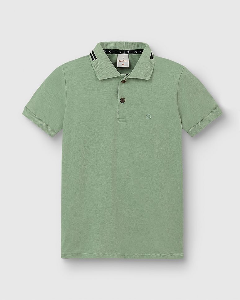 Camisa Polo Menino Peitilho Frontal Em Algodão - Carinhoso