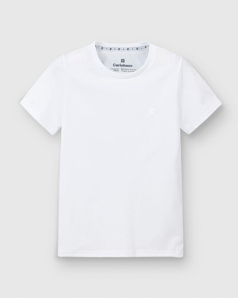 Camiseta Menino Manga Curta Em Algodão Pima - Carinhoso