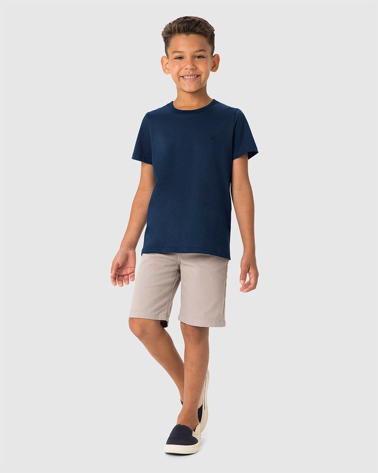 Camiseta Menino Manga Curta Em Algodão Pima - Carinhoso