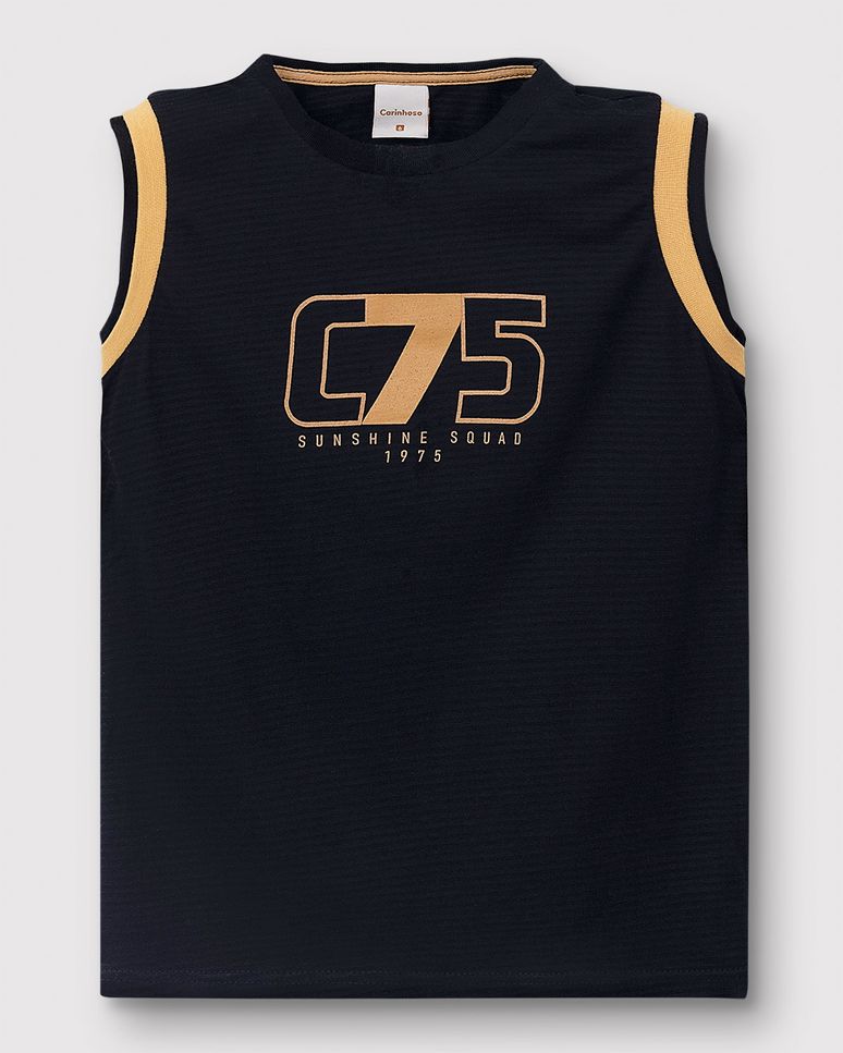 Regata Menino Estampa HD Frente E Costas Em Malha Texturizada - Carinhoso